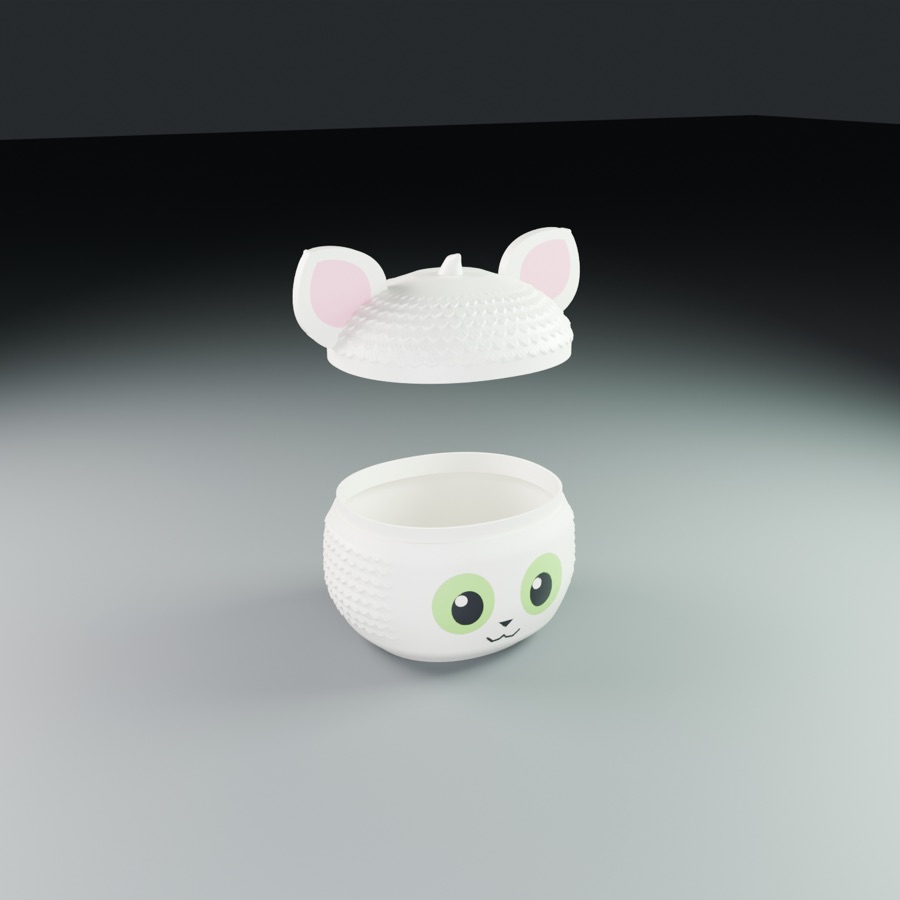 The lemur box with its ear lid lifted
