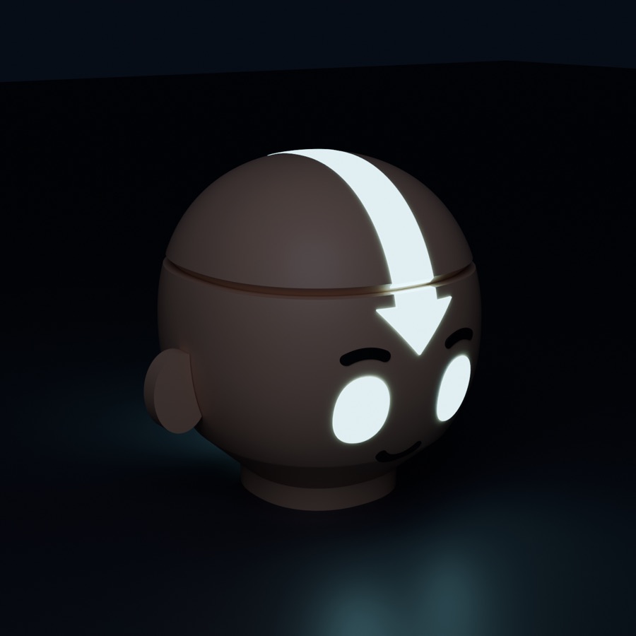 The monk head box with its arrow and eyes glowing