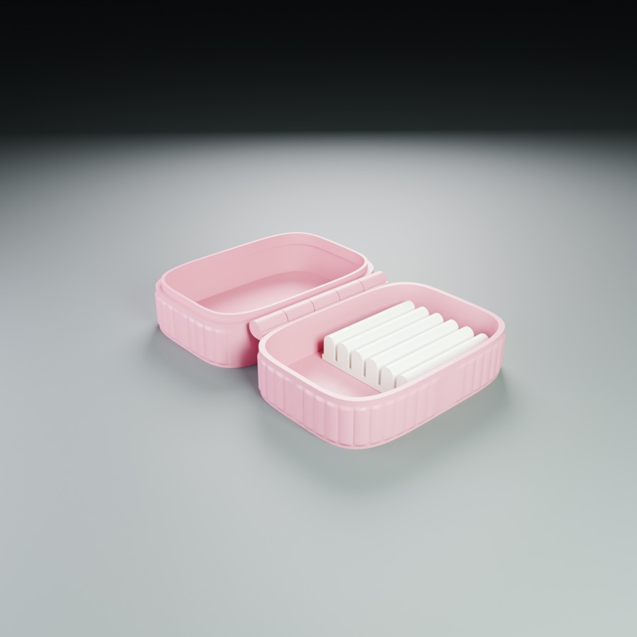 The jewellery box open, with ring rolls