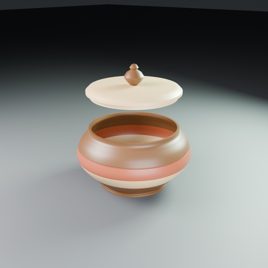 The bowl with its lid lifted